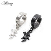 2pc Punk Stainless Steel Heart Star Cross Dangle Ear Clip Cuff Circle Earrings For Men Women No Pierced Fake Ear Jewelry - Image 3