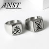 Vintage Sigil Lucifer Rock Ring 316L Stainless Steel Seal of Satan Rings for Men Male Punk Rock Jewelry - Image 1