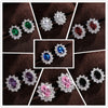 Full Zircon Stud Earrings for Women Blue/Purple/Red/Pink/Black/White/Green Oval CZ Wedding Female Jewelry - Image 1