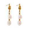 Stainless Steel Pearl Drop Earrings Charm Metal Gold Geometric Plated Jewelry Boucle D'Oreille - Image 7