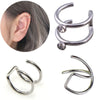 2pcs Stainless Steel Punk Rock Ear Clip Cuff Wrap Earrings No piercing-Clip On Cartilage Wrap Fake Earring - Image 2