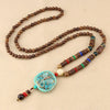 Vintage Handmade Necklace Nepal Buddhist Mala Wood Beads Pendant Necklace Ethnic Fish Horn Long Statement Men Women's Jewelry - Image 7
