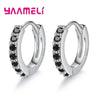 Earrings for Women Girls Simple Crystal Loop Hoop Silver Stamped Jewelry Wedding Engagement Accessory - Image 4