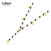 Bohemia Style Stainless Steel Choker Necklace Bracelet Earrings Sets For Women Girls Black Crystal Chain Jewelry - Image 1