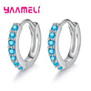 Earrings for Women Girls Simple Crystal Loop Hoop Silver Stamped Jewelry Wedding Engagement Accessory - Image 3