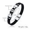 Trends 12 Constellation Stainless Steel Cuff Bracelet Men Women Zodiac Sign Black Leather Wrap Bracelet Jewelry - Image 2