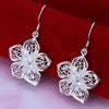 Supplies Hollow Flower Shape Dangle Earrings For Women Silver Plated Drop Earring Long Earrings - Image 5