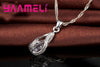 Water Drop CZ Silver Plated Jewelry Set For Women Pendant Necklace Hoop Earrings Wedding Party Ceremoey Anel - Image 5