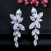 Marquise Cut Cluster Flower Zirconia Crystal Dangle Drop Earrings Shiny Leaf Bridal Wedding Jewelry for Women - Image 9
