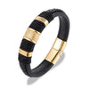 Punk Men Braided Blue Leather Bracelet Black Stainless Steel Magnetic Buckle Bracelet Gifts - Image 21