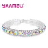 Stamp Silver Color Bracelets Full Zircon Austrian Crystal Women Link Chain Jewelry Bangles 14 Colors - Image 15