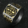 Gold Color Fleur De Lis Shield Ring Men's Silver-Color Cross Crest Signet Ring Stainless Steel Biker Jewelry Size 7-14 - Image 4