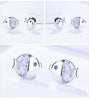 Modian Summer 925 Sterling Silver Clear Zircon Fish Kiss Tiny Stud Earrings For Women Charm Cute Silver Fine Jewelry
