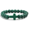 Natural Stone Bead Bracelet with Cross Charm 8mm Beads - Image 7