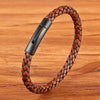 Xqni Men Leather Bracelet Simple Black Stainless Steel Button Neutral Accessories Hand-woven Jewelry Gifts - Image 11