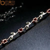 Rose Gold Color Leaf Chain Link Bracelet with Red Green Zircon for Mother Gifts Jewelry - Image 6