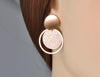 Stainless Steel Jewelry Rose Gold Color Frosted Sheet Circle Curved Disc Stud Earrings For Women Christmas Gift - Image 6