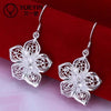 Supplies Hollow Flower Shape Dangle Earrings For Women Silver Plated Drop Earring Long Earrings - Image 1