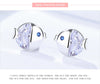 Modian Summer 925 Sterling Silver Clear Zircon Fish Kiss Tiny Stud Earrings For Women Charm Cute Silver Fine Jewelry