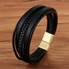 Xqni Men Jewelry Black Color Leather Bracelet Multi-layer Design Charm Cuff Bangle For Handsome Boy Gift - Image 8