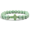 Natural Stone Bead Bracelet with Cross Charm 8mm Beads - Image 8