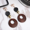 Natural Wood Clip on Earrings for No Pierced Hole Ear for Women Statement Geometric Earring Korean Girls Jewelry Gift - Image 4