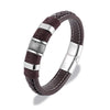 Punk Men Braided Blue Leather Bracelet Black Stainless Steel Magnetic Buckle Bracelet Gifts - Image 8