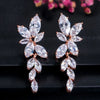 Marquise Cut Cluster Flower Zirconia Crystal Dangle Drop Earrings Shiny Leaf Bridal Wedding Jewelry for Women - Image 8