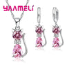 Silver Color Jewelry Sets for Woman Girls Shining Austrian Crystal Cute Cat Pendant Necklace Huggie Earring - Image 11
