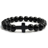 Natural Stone Bead Bracelet with Cross Charm 8mm Beads - Image 14