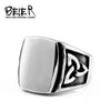 Punk Titanium Steel Ring for Men Jewelry Flat Black Stone Valknut Signet Ring Odin Symbol Norse Viking Biker Ring BR8-037 - Image 7