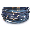 Metal Beads Leather Bracelets For Women Men Slim Strips Boho Multilayer Wide Wrap Bracelet Jewelry - Image 2
