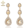 Champagne Crystal Earrings Gold Color Jewelry Female Bricons Wedding Long Big Drop Earrings For Women - Image 1