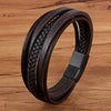 Xqni Men Jewelry Black Color Leather Bracelet Multi-layer Design Charm Cuff Bangle For Handsome Boy Gift - Image 9