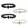 Natural Stone Bead Bracelet with Cross Charm 8mm Beads - Image 2