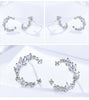 MODIAN Authentic 925 Sterling Silver Luminous Cubic Zircon Irregular Moon Stud Earrings for Women Sterling Silver Jewelry BSE030