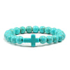 Natural Stone Bead Bracelet with Cross Charm 8mm Beads - Image 12