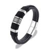 Punk Men Braided Blue Leather Bracelet Black Stainless Steel Magnetic Buckle Bracelet Gifts - Image 22