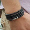 Xqni black retro Wrap Long leather bracelet men bangles sproty Chain link male charm bracelet with 5 laps - Image 11