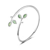 Beautiful Sprout Korean Style Silver Jewelry Bracelets Literary Leaves Crystal Bangles - Image 4
