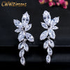 Marquise Cut Cluster Flower Zirconia Crystal Dangle Drop Earrings Shiny Leaf Bridal Wedding Jewelry for Women - Image 1