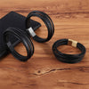 Xqni Men Jewelry Black Color Leather Bracelet Multi-layer Design Charm Cuff Bangle For Handsome Boy Gift - Image 4