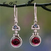 Junxin Antique Style Geometry Moonstone Drop Earrings For Women Boho Round Red Blue Opal Earrings Female Zircon Wedding Jewelry - Image 10