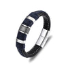 Punk Men Braided Blue Leather Bracelet Black Stainless Steel Magnetic Buckle Bracelet Gifts - Image 12