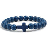 Natural Stone Bead Bracelet with Cross Charm 8mm Beads - Image 13