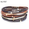 Metal Beads Leather Bracelets For Women Men Slim Strips Boho Multilayer Wide Wrap Bracelet Jewelry - Image 1