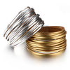 Simple Gold Silver Color Leather Bracelets For Women Boho Multilayer Strips Wide Wrap Bracelet Jewelry - Image 3