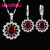 Wedding Jewelry Set Women Silver Color Crystal Pendant Necklace Hoop Earring Big - Image 6