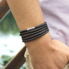 Xqni black retro Wrap Long leather bracelet men bangles sproty Chain link male charm bracelet with 5 laps - Image 12