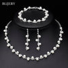 Simulated Pearl Crystal Bridal Jewelry Sets Simple Women Choker Necklace Earrings Bracelet Wedding Jewelry Sets - Image 1